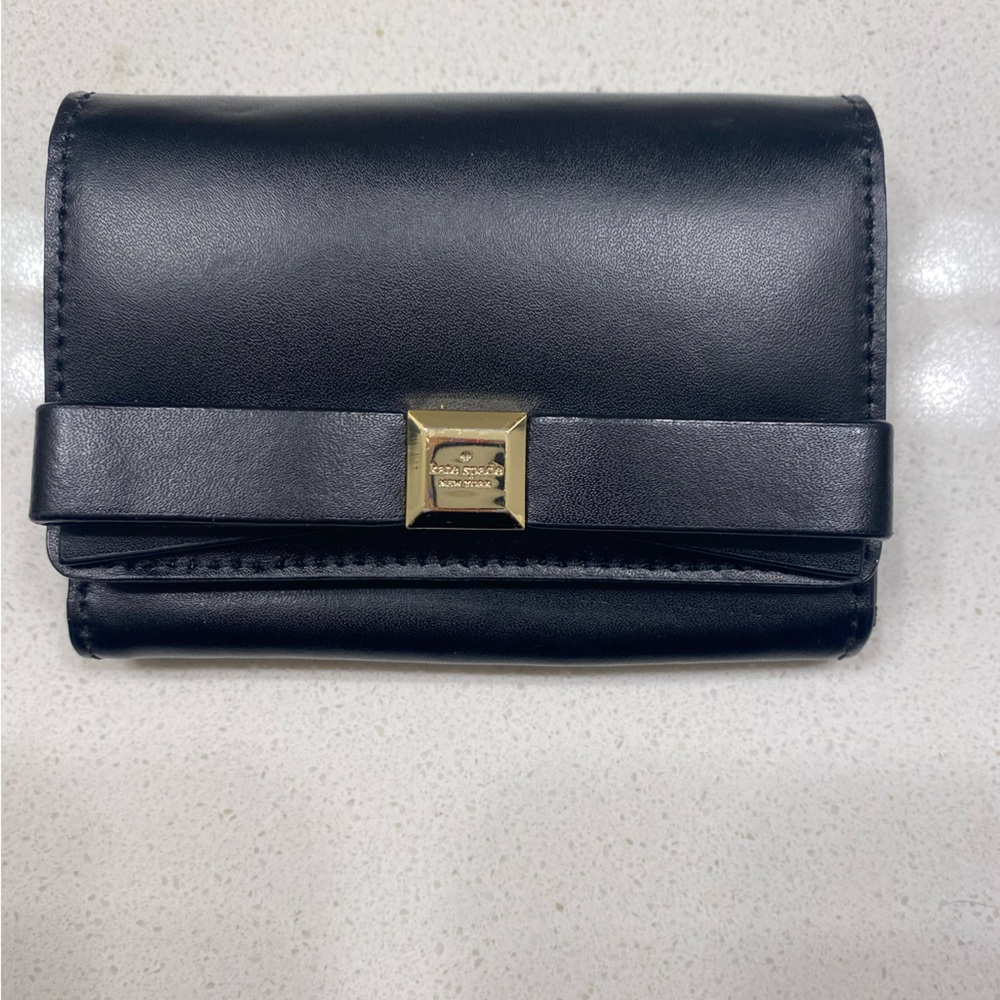 Kate Spade bow black leather wallet